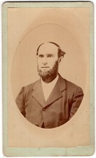 Antique CDV Circa 1880s Mereness & Potter Bearded Man In Suit Oneonta NY