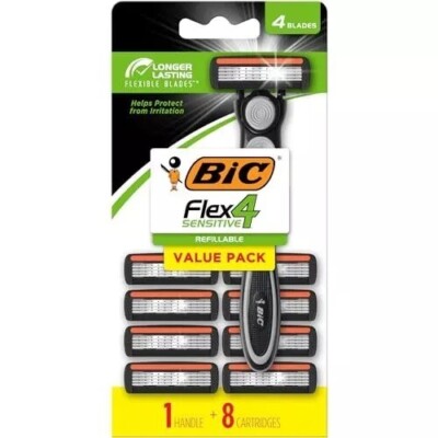 BIC Hybrid Flex 4 Sensitive Titanium Mens Disposable Razors For a Smooth