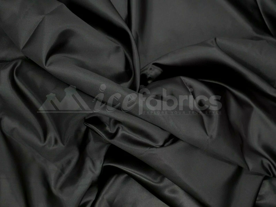 Tela satinada nupcial negra sedosa por yarda - satén grueso suave - Foto 2 de 4