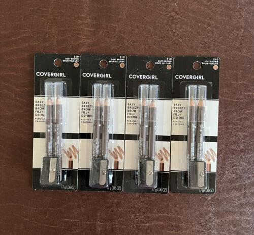 (4) Covergirl Liner Easy Breezy Brow Fill + Define Pencils #510 Soft Brown NEW - Photo 1/2