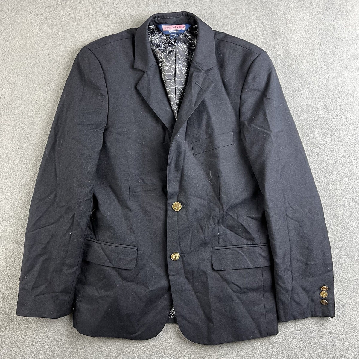 Vineyard Vines Suit Jacket Boys 14 Blue Blazer Wool Blend