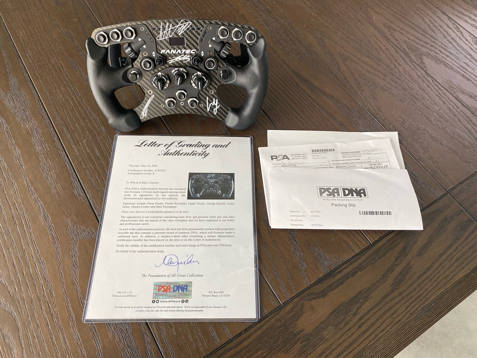 Max Verstappen &Lando Norris Signed Fanatec F1 Wheel 10 other F1 drivers PSA DNA view 4