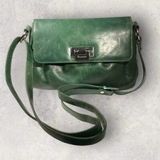 Womens Quality Leather Forest Green Satchel C...
