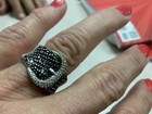 Beautiful Ladies Sterling Silver Genuine Black Diamond Belt Buckle Ring — photo 5