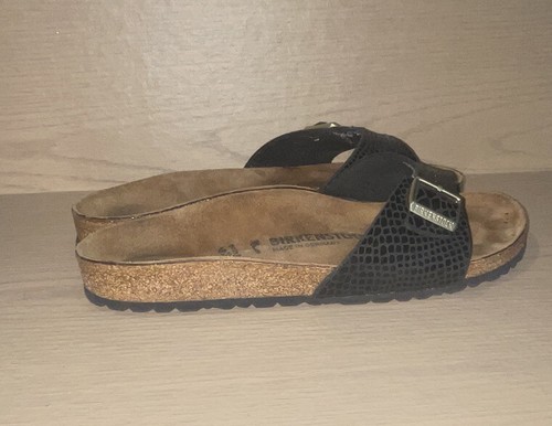 Birkenstock Black Leather Buckle Strap Detail Sandals Sz 41M Made In Germany - Picture 2 of 12