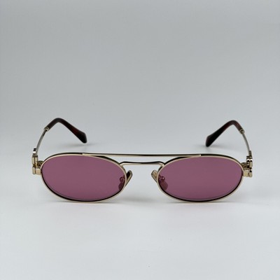 Miu Miu Women Sunglasses Gold Pink Mirror Silver Pilot  display picture 1