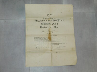 Certificate Tübingen Studentika Theology 1880! Württemberg!