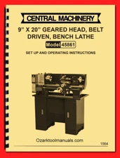 Central Machinery 9" x 20" Metal Lathe Model 45861 Owner Parts Manual 1564