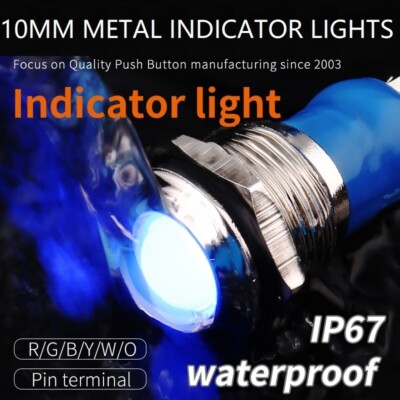2 Pieces 10mm Dot LED Stainless steel Signal lamp indicator lamp indicator light