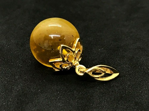 TheNaturalAmber Green Faceted Amber Pendant - Genuine Baltic Amber In Gold Plated 925 Silver - View #11