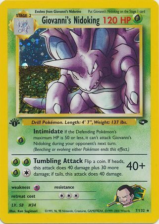 PSA 10 GEM MINT Giovanni's Nidoking 7/132 Gym Challenge 1ST
