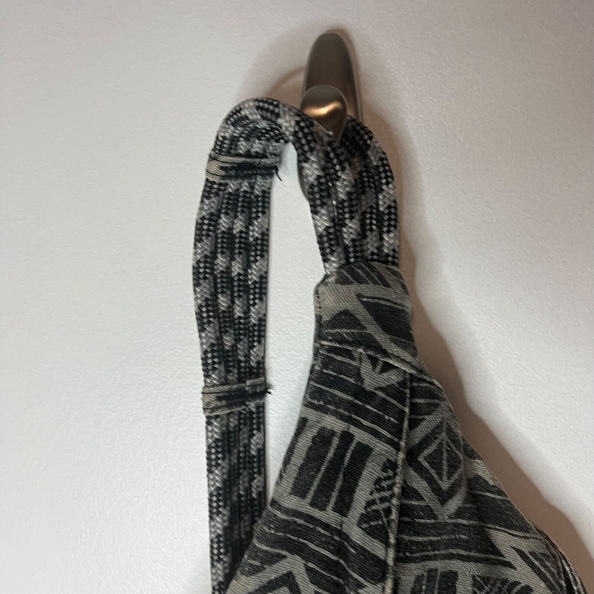 KAVU Black Gray Geometric Tribal Print Rope Sling Backpack 