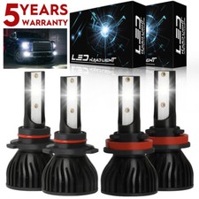 4x 9005 H11 Combo LED Headlight High Low Beam Bulbs 6000K Super White Bright P4C