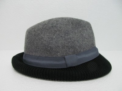 Adora Hat Gray 100% Wool Black Brim One 