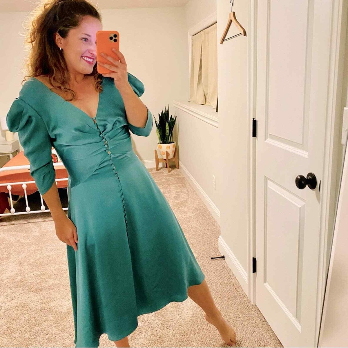Jonathan Simkhai Emerald Green Button Front Maxi Dress 6 | eBay