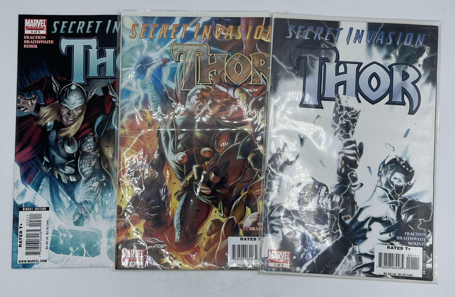 Secret Invasion Thor #1-3 Complete Series Matt Fraction 2008 Marvel Comics VF