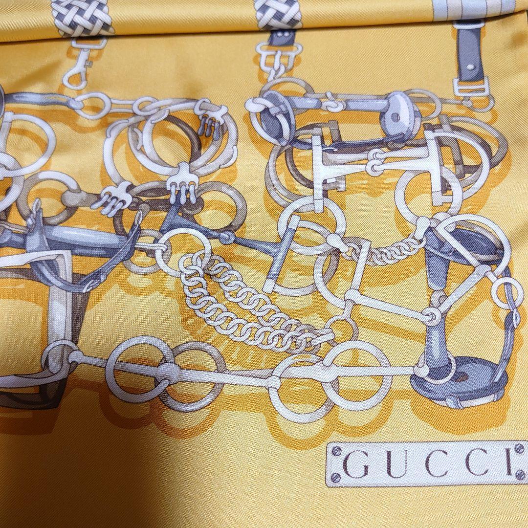 GUCCI Large Scarf horsebit Logo pattern Yellow 42x171… Gem