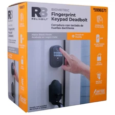 Open Box - Reliabilt Electronic Fingerprint Deadbolt Backlit Keypad Matte Lock