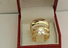 14K Gold Fn Princess Cut Lab Created His Her Trio Wedding Band Bridal Ring Set
