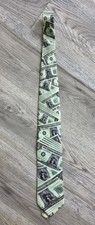 Three Stooges Funny Money Tie Novelty Necktie Moe Larry Curly Green Mens