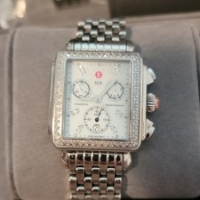 MICHELE Deco Diamond Chronograph Quartz Large face.GORGEOUS Battery new serviced