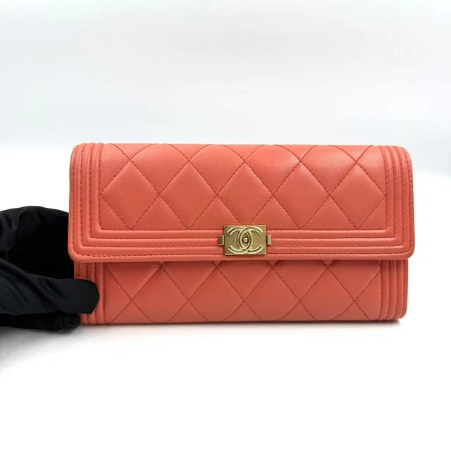 11.05 007 Chanel Boy Chanel Lambskin Leather Long Wallet 
