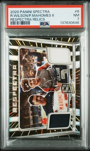 2020 PANINI SPECTRA RESPECTRA RELICS PATRICK MAHOMES II RUSSELL WILSON /49 PSA 7