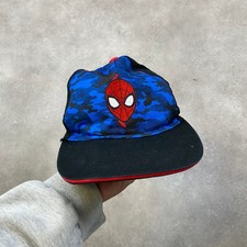 Marvel Spider-Man Baseball Hat Boys One Size Camo Embroidered Snapback Cap, Blue