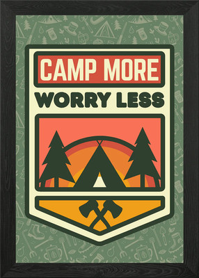 Camp More Worry Less Camping Grafik gerahmtes Wandbild Poster Leinwanddruck Bild