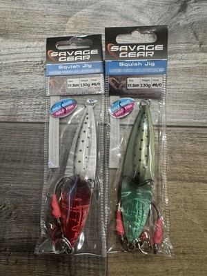 |2| Savage Gear SQUISH JIGS - DSL & GM 11.5cm 130g - New Sealed #8/0 Hook