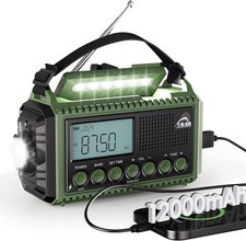 Kurbelradio Solar Notfallradio AM/FM/SW 12000mAh Powerbank USB-C SOS Camping LED