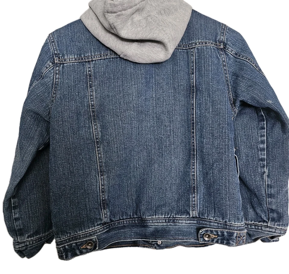 CHEROKEE Girls Thick Denim Jacket W/Detachable Hood Size Large 8/10 - Image 2 of 4