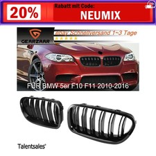 FÜR DEN BMW 5ER F10 F11 SPORT KÜHLERGRILL NIEREN DOPPELSTEG GLANZ SCHWARZ