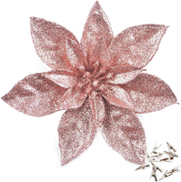 Glitzer Weihnachtsblumen 12 StüCk 16 Cm Poinsettia Clips Baum Deko Rose