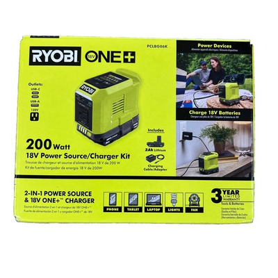 #ad #ad Ryobi 18v One 200 watt 18v Power Source Charger Kit PCLBG06K Brand New Sealed $74.95