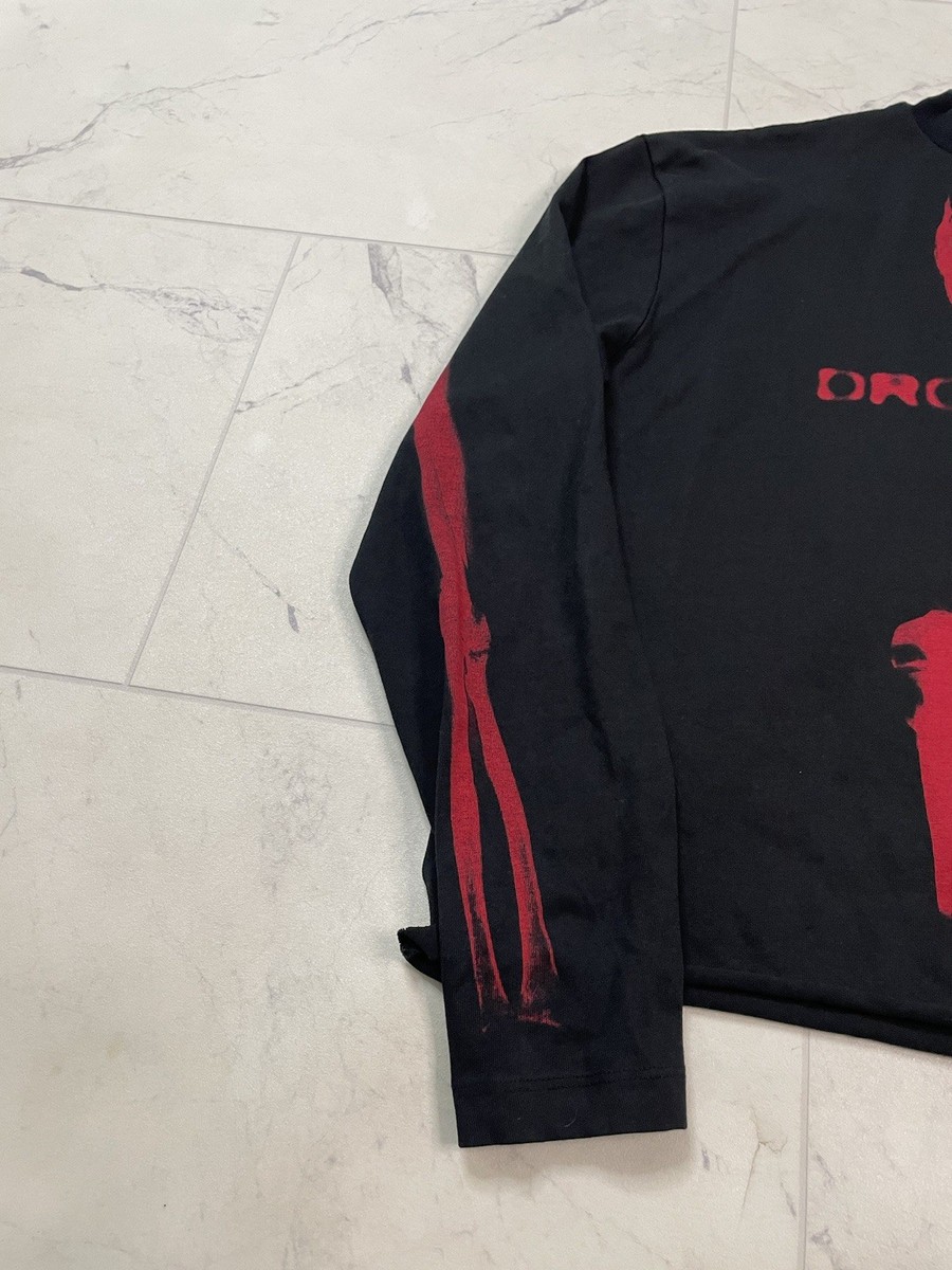 Drop Dead 2021 Halloween Red Black Skull Cropped Long Sleeve Rare