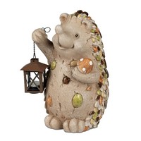 Dekofigur Igel Stones Creme Blumen Mit Laterne H. 36Cm Creme Braun Formano H25