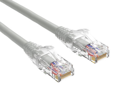 2ft Cat6 Ethernet Patch Cable with Clear Boot, UTP, Pure Bare Copper, Gray