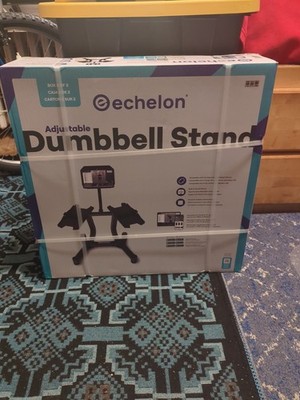 Echelon Adjustable Dumbbell Stand 752with Built in Device Mount Black Box 2 NEW!
