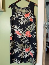 Vintage Tommy Bahama Hawaiian Lady Lily 100% Silk Sleeveless Floral Print Dress