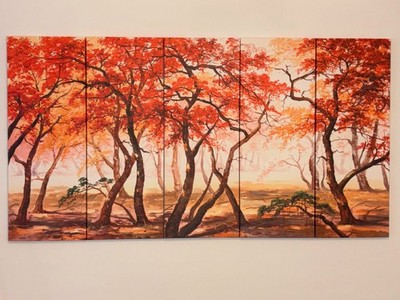 Gorgeous 5pc Autumn Scene On Canvas Wall Art - 31.5''x60'' (Panels 31.5''x12'')