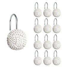 Sunlit Boho Knots Shower Curtain Hooks, Home Decorative White Shower Curtain ...