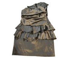 Mystic Sleek  Ruffle Dress Party Cocktail Evening Black Size Small