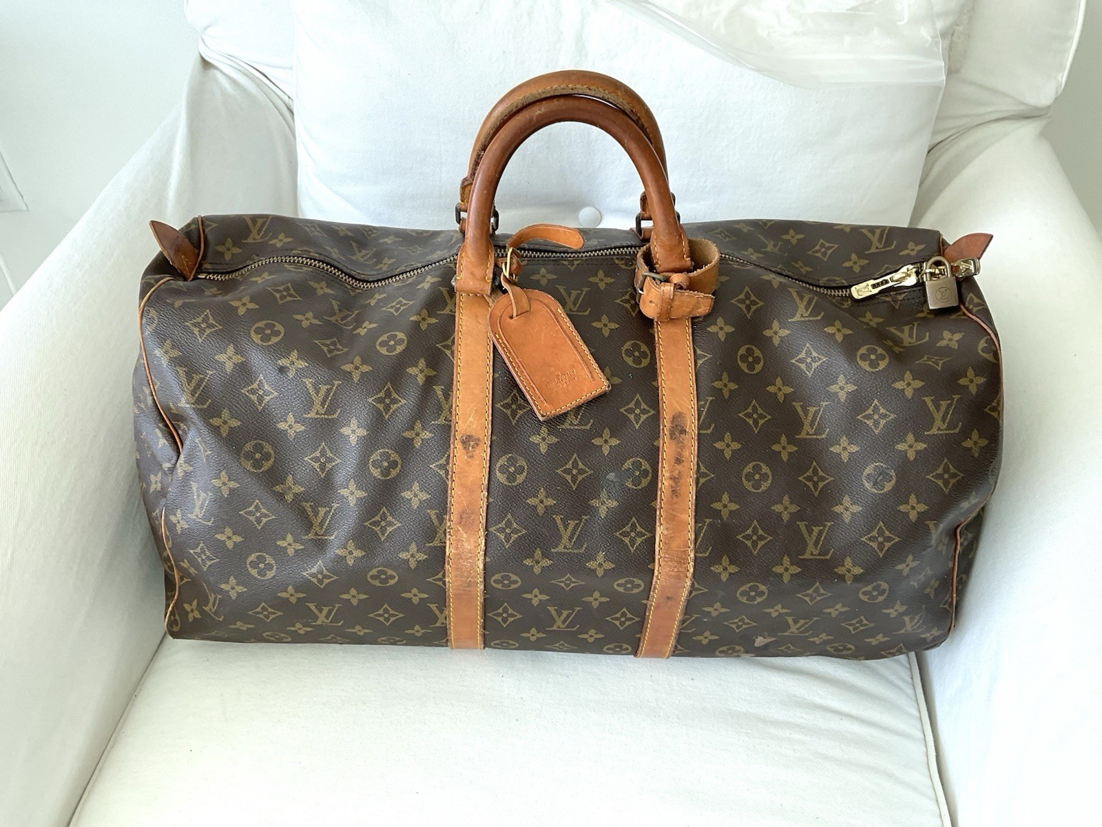 Louis Vuitton Keepall 55 Monogram Canvas Travel Bag Authentic Vintage thumbnail 3