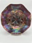 Antique NORTHWOOD Amethyst Carnival Glass "Grape Leaves" Bowl (9" Diameter)
