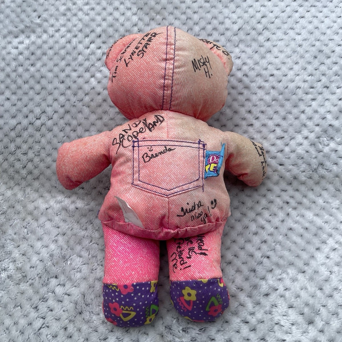 Doodle Pets Bear Vintage 1995 Tyco Stuffed Animals Plush Pink 90s