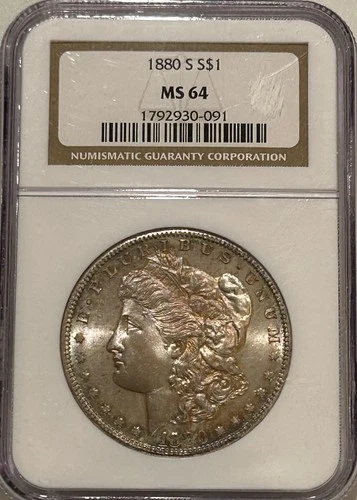 1880 S Morgan Silver Dollar NGC MS64 Toned