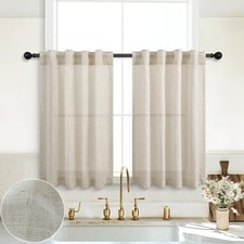 KOUFALL Farmhouse Kitchen Curtains 36 Inch 36"W x 36"L Pack of 2 , Linen