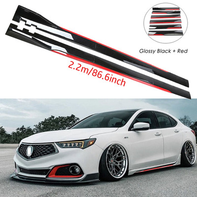 For Acura TLX Glossy Black Look 86.6'' Side Skirt Extension Spoiler Splitter