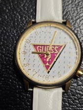 Vintage Guess 1989 Watch Georges Marciano. White Leather Band Needs Battery